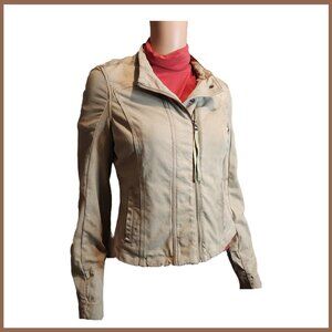 Peyton Jensen Canvas Moto Jacket NWOT Tan Med